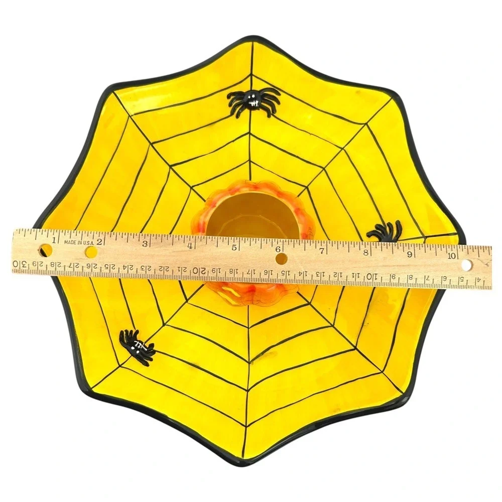 Dennis East Halloween Jack-o-Lantern Spiderweb Candy Dish‎ Chip & Dip Bowl 2005